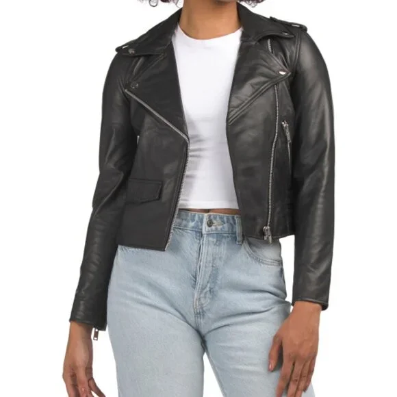 Black Leather Moto Jacket - Picture 2 of 4